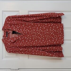 NWT Allegra K Pumpkin Abstract/Animal Print Blouse